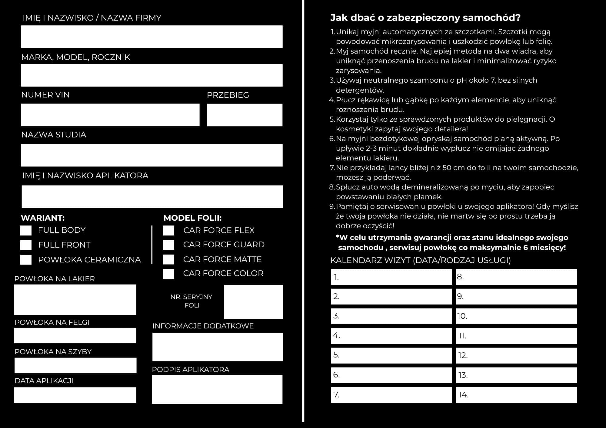 Certyfikat CarForce – wnętrze